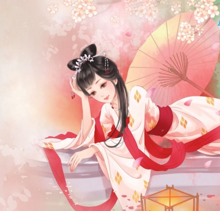 ♥ - cute, oriental, art, lady