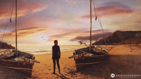 Explore - desktopography, beach, girl, vara, hamza nasser, summer, fantasy, boat