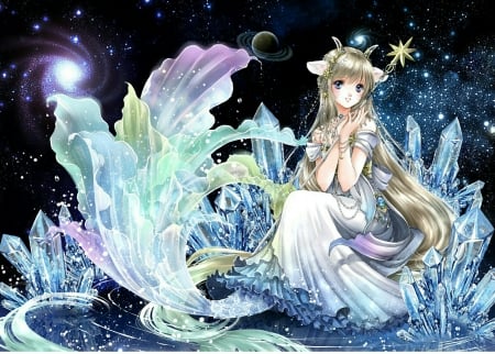 Mermaid - anime, summer, blue, girl, shiitake, manga, siren, mermaid, vara