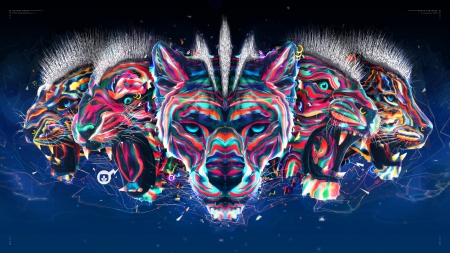 â™¥ - animal, fantasy, pink, tiger, mart biemans, blue