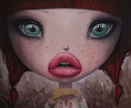 Intensity - face, art, girl, lips, luminos, eyes, adrian borda