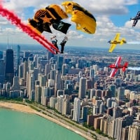 Parachutists and Planes over Chicago 