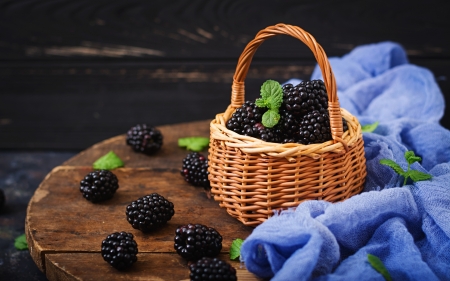 Blackberries - basket, blackberries, still life, photography