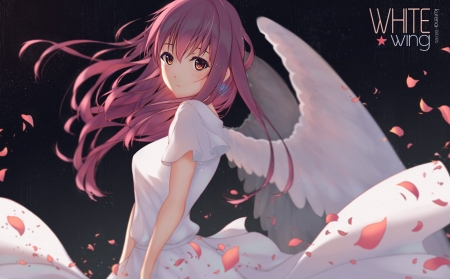 Angel - white, kurenaiz, angel, girl, pink, anime, manga