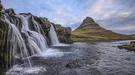 Waterfall - top, peak, water, landscape, waterfall, nature, mountain