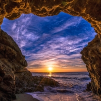 Ocean Rock Over Golden Hour