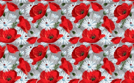 Poppy Pattern - flowers, vector, poppies, pattern