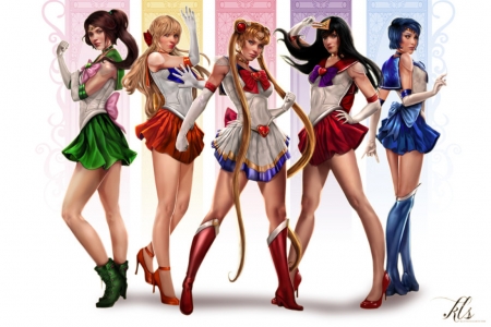 Sailor scouts - girl, anime, regochan, fantasy, manga, sailor moon