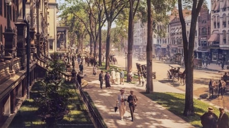 Saratoga Springs, New York - new york, broadway, 1915, rare, saratoga springs, vintage, america, usa, us, old, photo, colorized