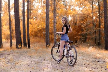 On her bike - girl, bike, sweet, hot