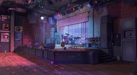 Scene - guitar, manga, anime, instrument, club, blue, scene, pink