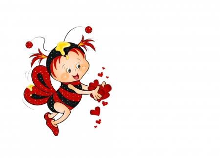 Happy Valentine's Day! - bee, heart, red, valentine, cute, card, child