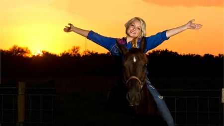 Blessed With Another Day . . - style, horse, western, women, models, ranch, outdoors, cowgirl, fun, female, blondes, fashion