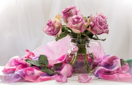 â™¥ - abstract, roses, pink, vase