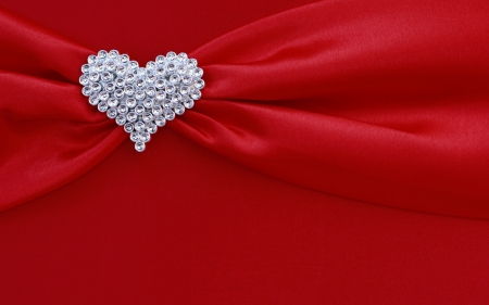 Happy Valentine's Day! - white, bow, red, heart, jewel, card, valentine