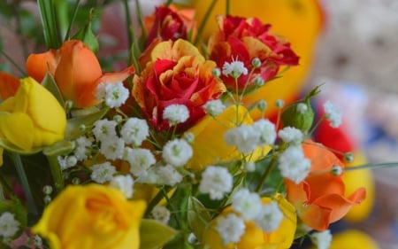 Flower Bouquet - roses, flowers, blossoms, petals