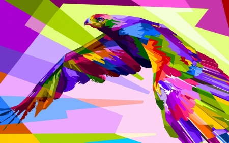 Eagle - bird, abstract, colorful, fantasy, eagle, wings, pasare, pink