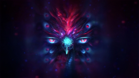 Bird - bird, abstract, eyes, blue