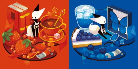 :) - blueberry, strawberry, animal, collage, anime, cup, blue, manga, 0313, fruit, orange, ice