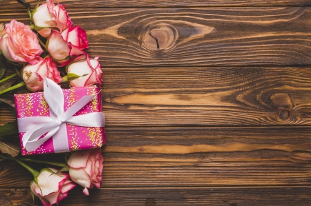 Happy Mother's Day! - wood, flower, pink, rose, mother, gift, card, texture, day