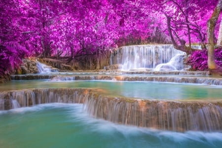 ♥ - trees, nature, waterfall, flowing