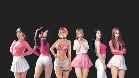 Girls - white, girl, pink, asian, fantasy, j won han