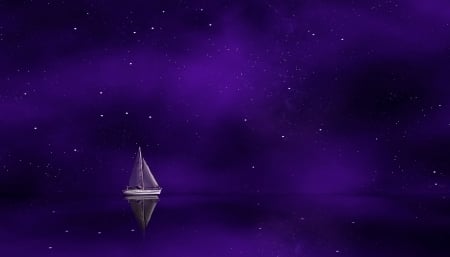 â™¥ - stars, vara, water, summer, fantasy, purple, luminos, soorelis, sea, boat