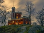 church at night