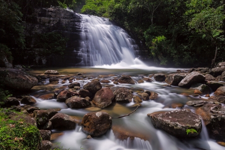 Waterfall - nature, water, forest, waterfall