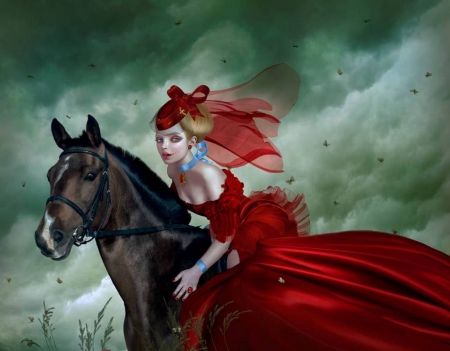 â™¥ - art, lady, horse, fantasy