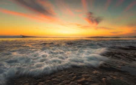 Orange Sky - sea, sunset, ocean, sky