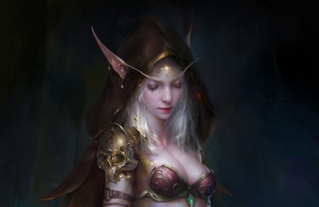 Elf - art, elf, luminos, frumusete, fantasy, tong wang