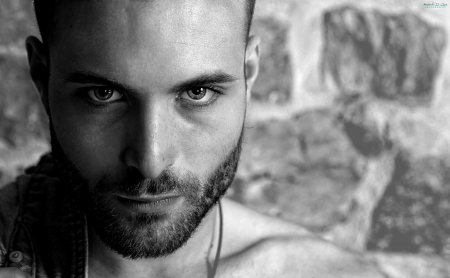 ♥ - alessandro di cicco, black, white, bw, face, man