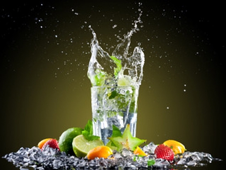 Drink with splash - Glass, Summer, Fruits, Cocktail, Ice