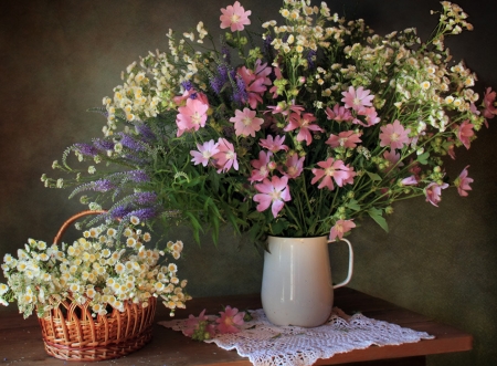 Still Life - table, flower, still life, cup