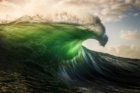 Ocean Wave - nature, ocean, wave, clouds