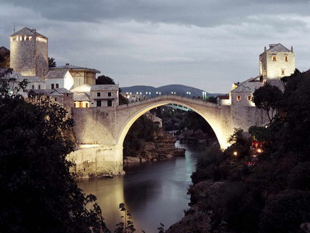 beautiful bridge - sky, bridge, trees, beautiful