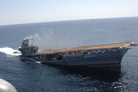 The Sinking of Oriskany - ship, smoke