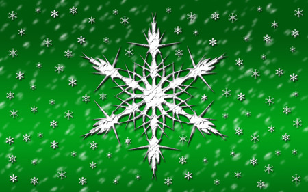 Snow On Green - green, snowflake, christmas, snow