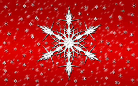 Snow On Red - snowflake, christmas, snow, red