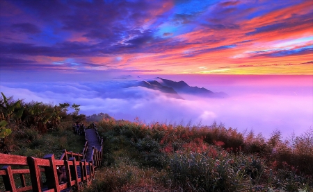 Staircase Down in Front of the Sky