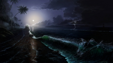 Beach At Night Beaches Nature Background Wallpapers On Desktop Nexus Image 2380118