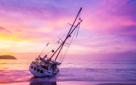 â™¥ - beach, vara, pink, water, summer, sea, boat