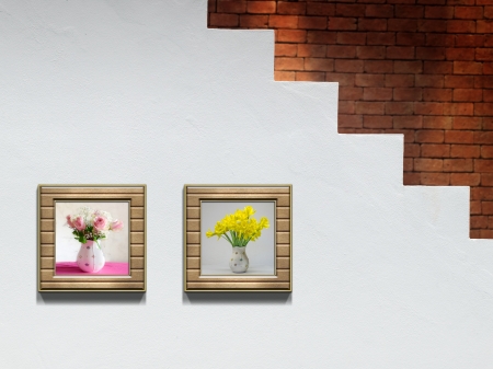 Still Life - stairs, frames, picture, still life