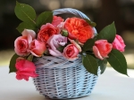 Wicker Basket with Roses