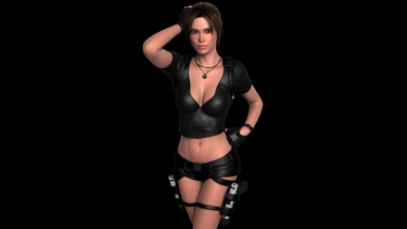 Lara Croft - rendering, girl, black, lara croft, fantasy