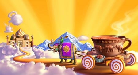 ♥ - fantasy, elephant, yellow, jerry lofaro, pink, sweet, cup, luminos