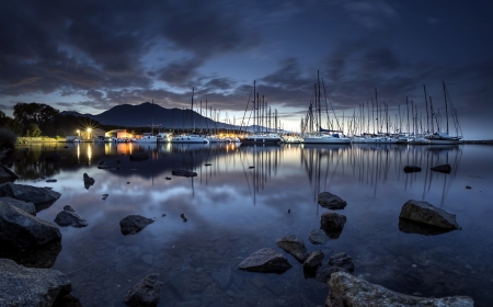 At Night - house, sea, nature, beach