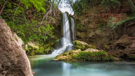 Waterfall - nature, water, forest, waterfall