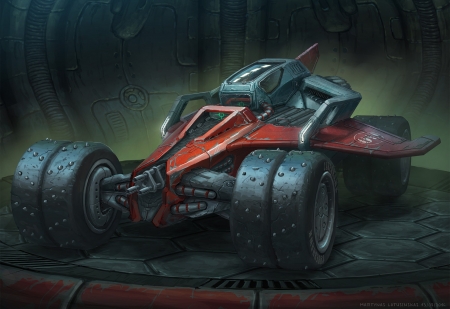 Rock'n Roll Racing Airblade - car, red, comics, luminos, fantasy